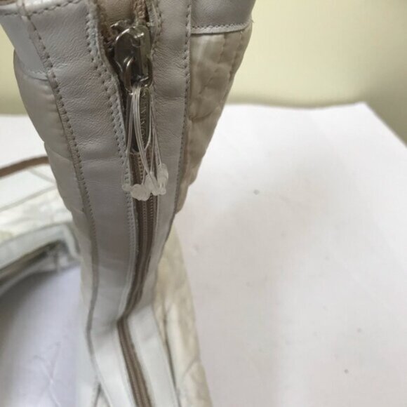 Aquatalia NEW Leather Nylon Front Zip Wedge Waterproof Winter Quilted Boots Snow - Picture 14 of 16